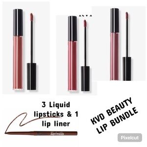 KVD BEAUTY LIP BUNDLE-3 Liquid Lipsticks + 1 Lip Liner-4 Items for $50